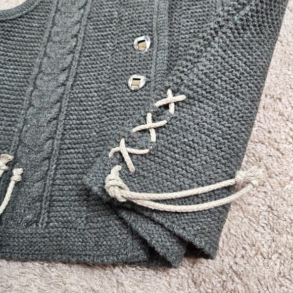 Loden Plankl Wool Cableknit Dark Green Sweater Vest Cardigan Sweater EU Size 42 - Picture 10 of 12